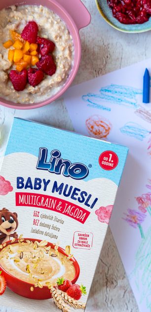 Lino Baby Muesli Multigrain i Jagoda uz zdjelicu kašice s voćem
